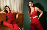 Kriti Sanon’s cherry red co-ord set is vintage fashion done right, see pics
